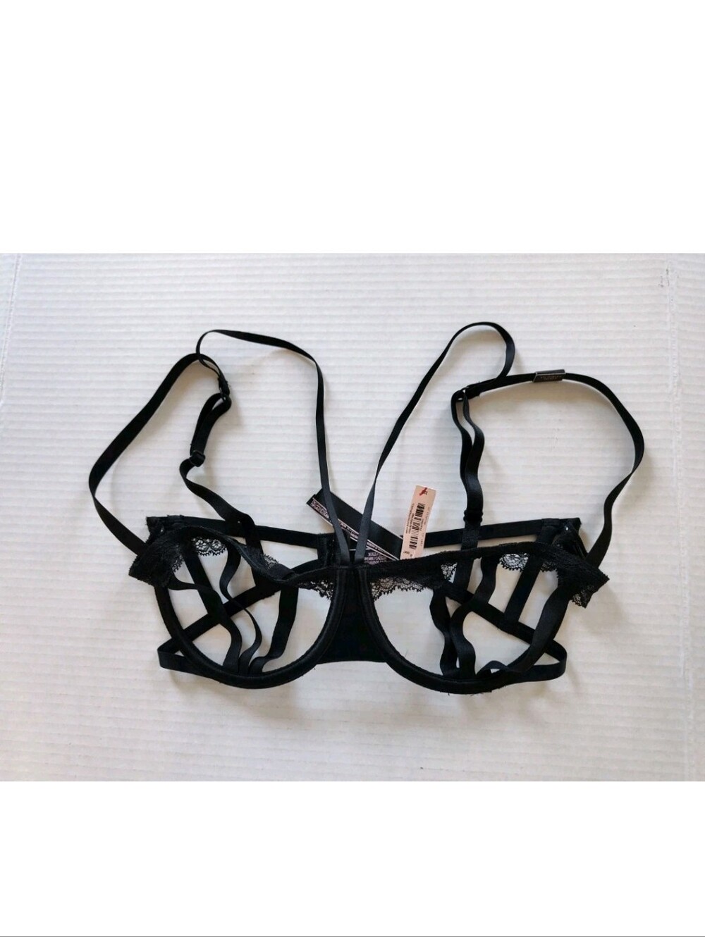Victoria’s Secret Very Sexy Strappy Open Cup Underwire Balconet Bra Black Sz 32D